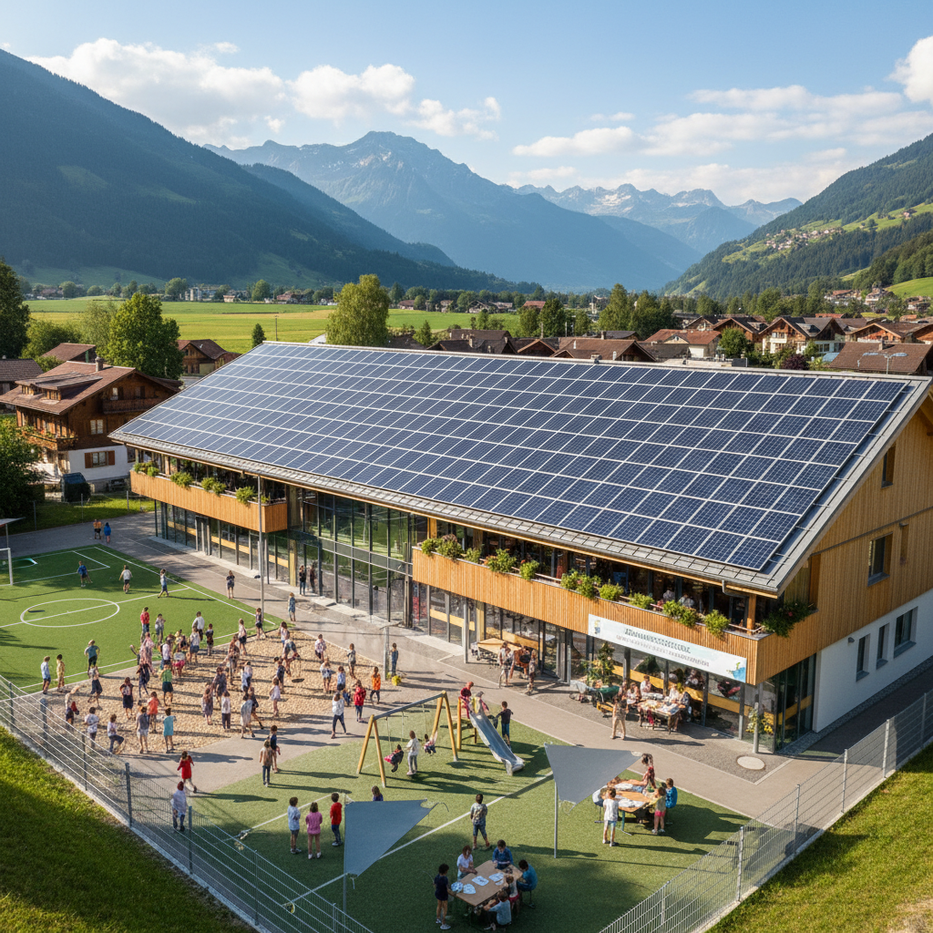 Solarpanels auf Einfamilienhaus in der Schweiz